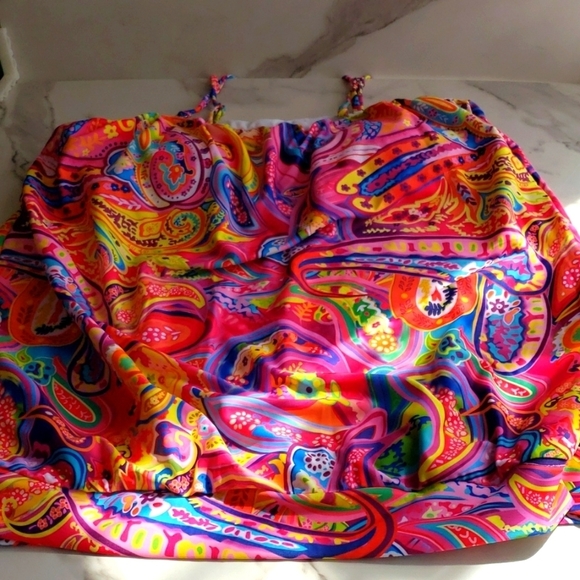 Chenghe Bandeau Blouson Tankini Top High Waisted Bottom Paisley Print Set Size M - Picture 5 of 13